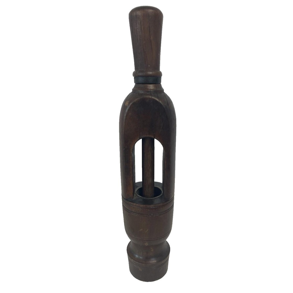 Antique Wooden‎ Wine Cork Press Re-Corker Bottle Corker w/ Metal Bands